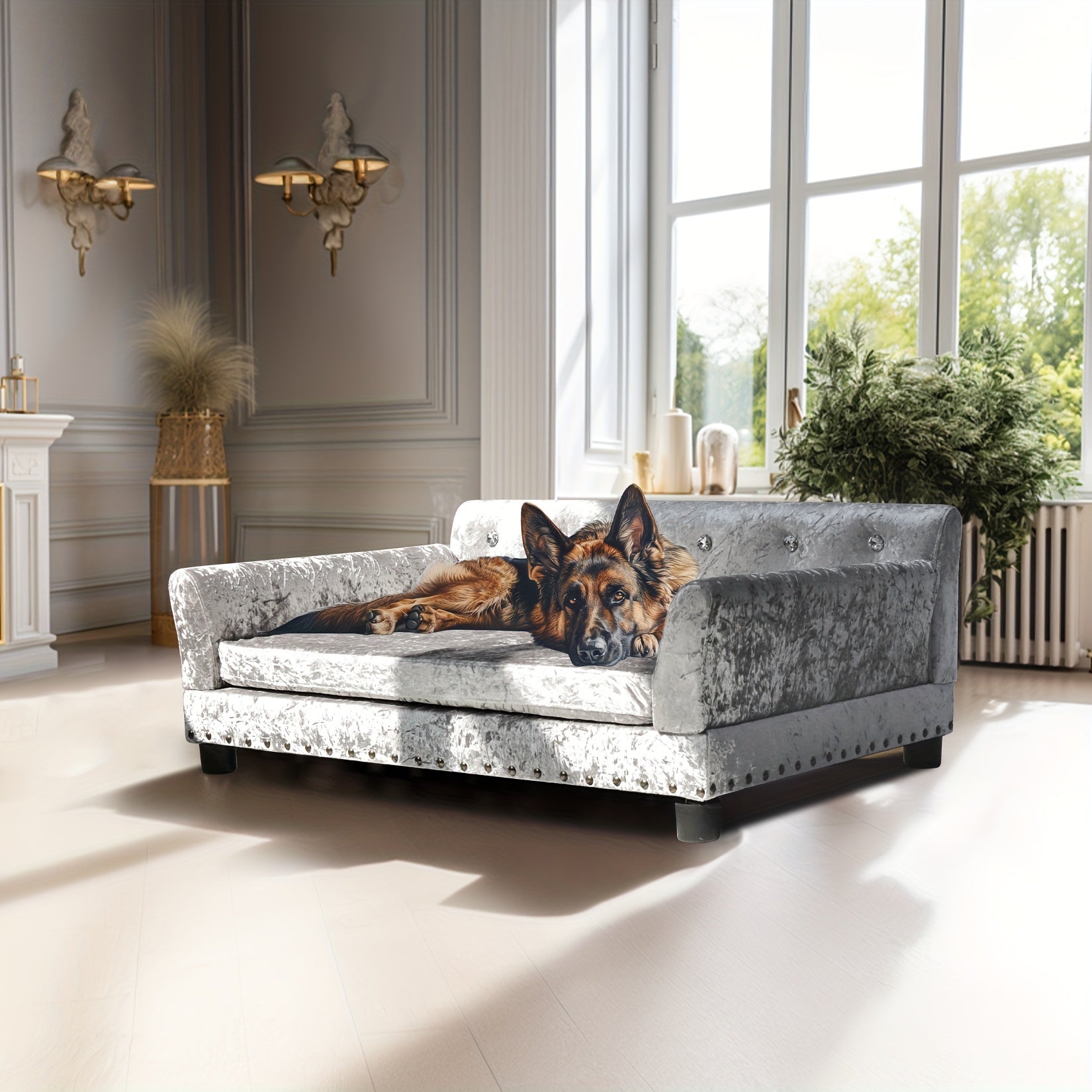 Schlafsofa für Haustiere: Deluxe-Hundecouch, holländisches Schlafsofa mit Samtpolsterung